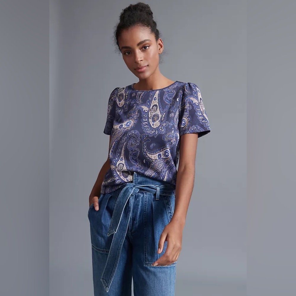 Anthropologie Demeter Paisley Print Women's Top Sz M